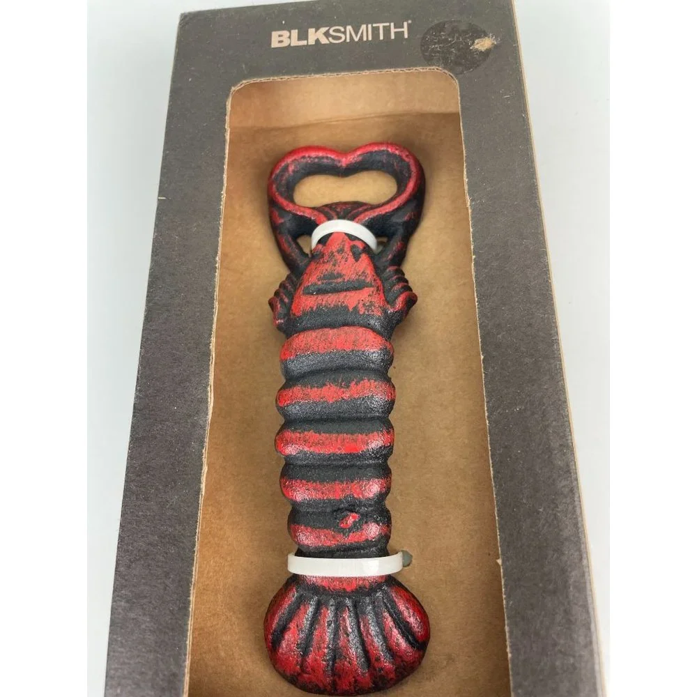 NEW in Package BLKSmith Cast Iron Lobster Tail Bottle Opener 0295XB Red Bar Tool